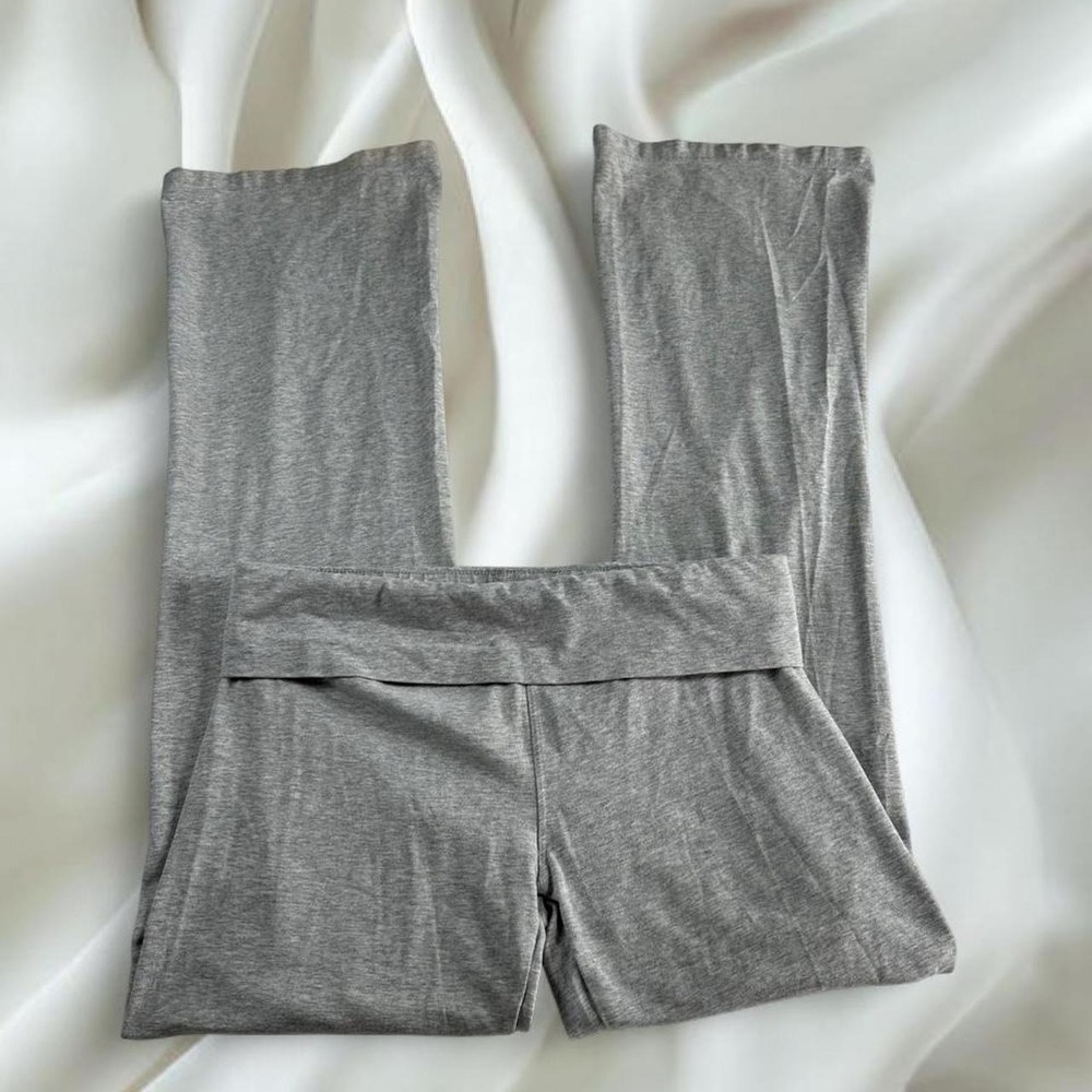 Soffe light heather gray fold over flare leggings Y2K vintage mcbling